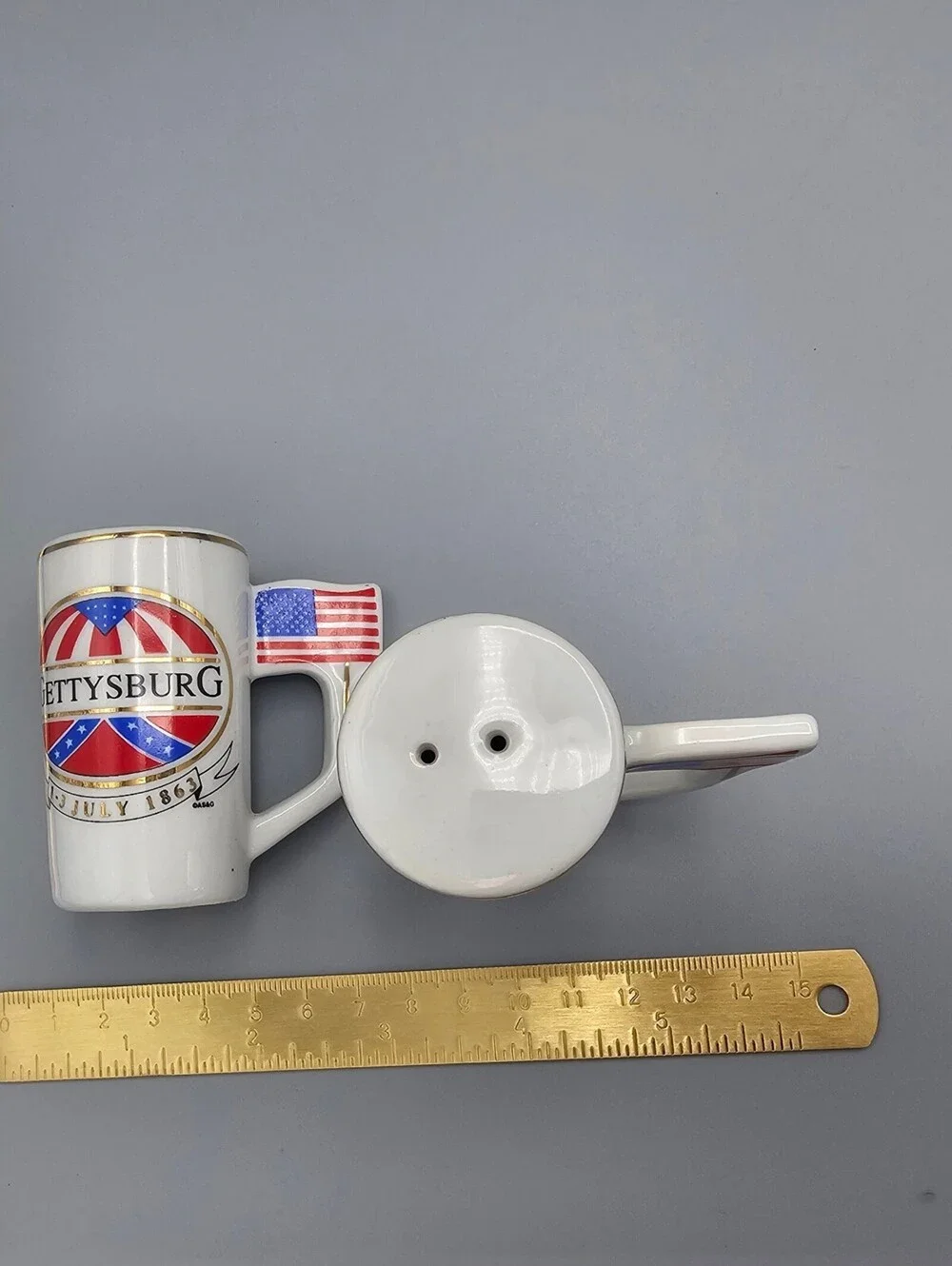 Gettysburg 13 July 1863 Ceramic Salt and Pepper Shaker Set with American Flag